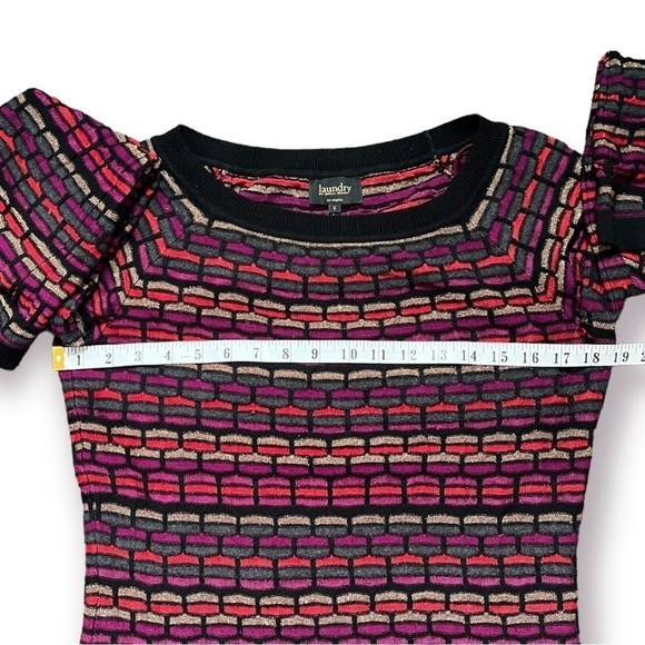Laundry by Shelli Segal Merino Wool Mix Metallic Sweater Dress sz S - Picture 8 of 13